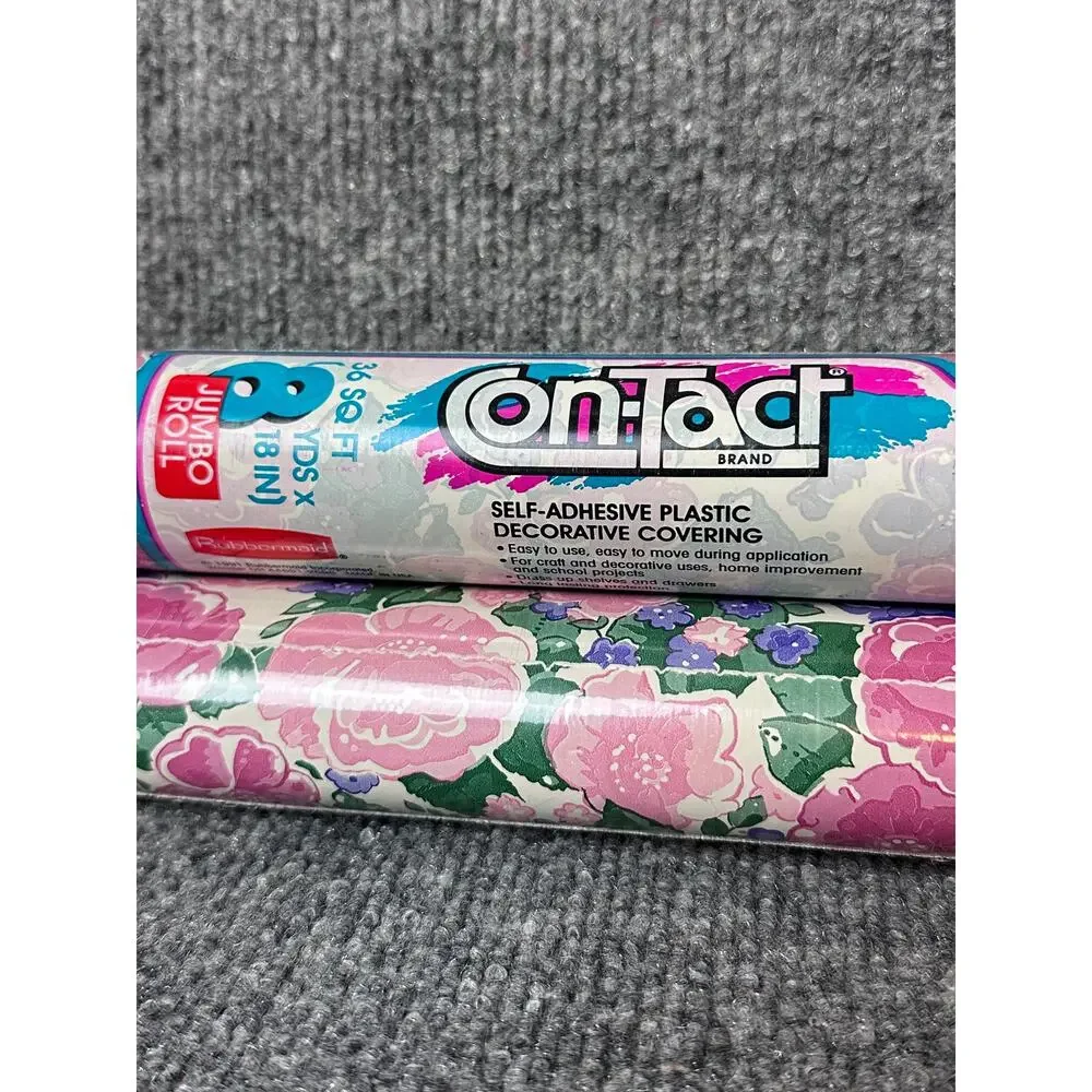 Vintage 1990s Rubbermaid Contact Paper English Roses 2 jumbo rolls 72 sf cottage